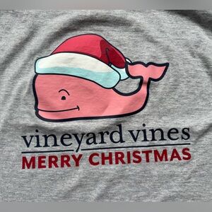 Vineyard Vines Long Sleeve pocket Tee Merry Christmas Santa hat whale Size XL